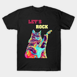 Lets Rock Cat Music T-Shirt